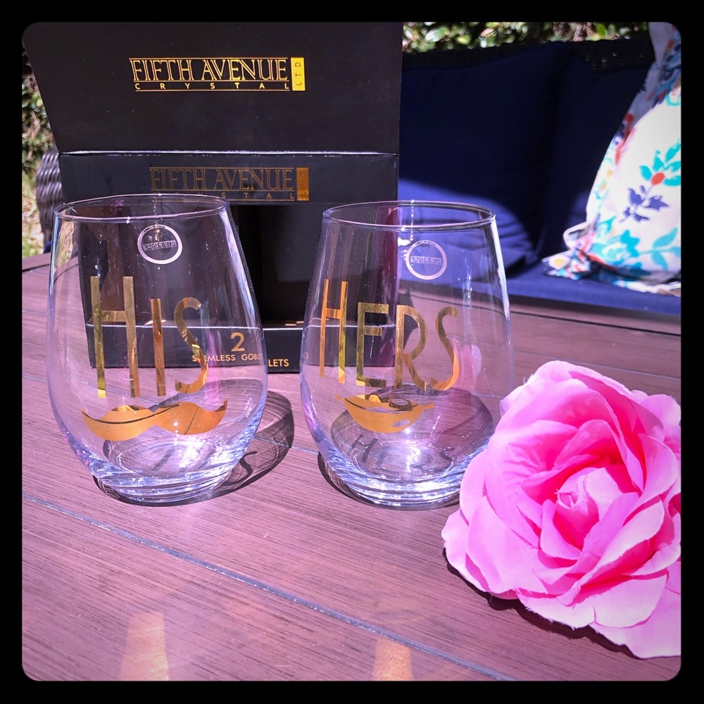 Fifth Avenue His and Hers Stemless Wine Glasses